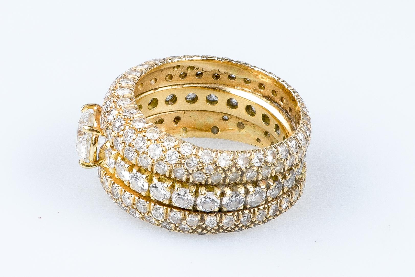 18 Karat Gelbgold Diamantring mit Diamanten im Angebot 7