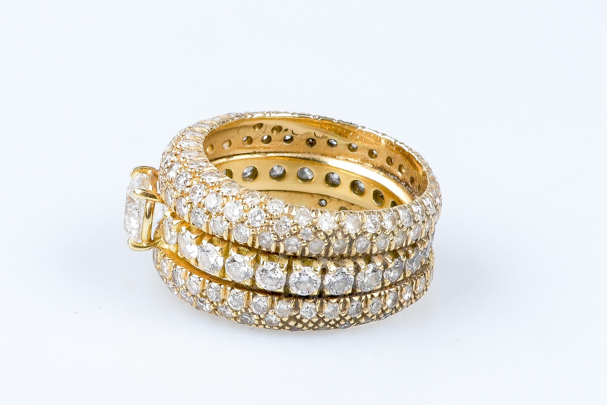 18 Karat Gelbgold Diamantring mit Diamanten im Angebot 8