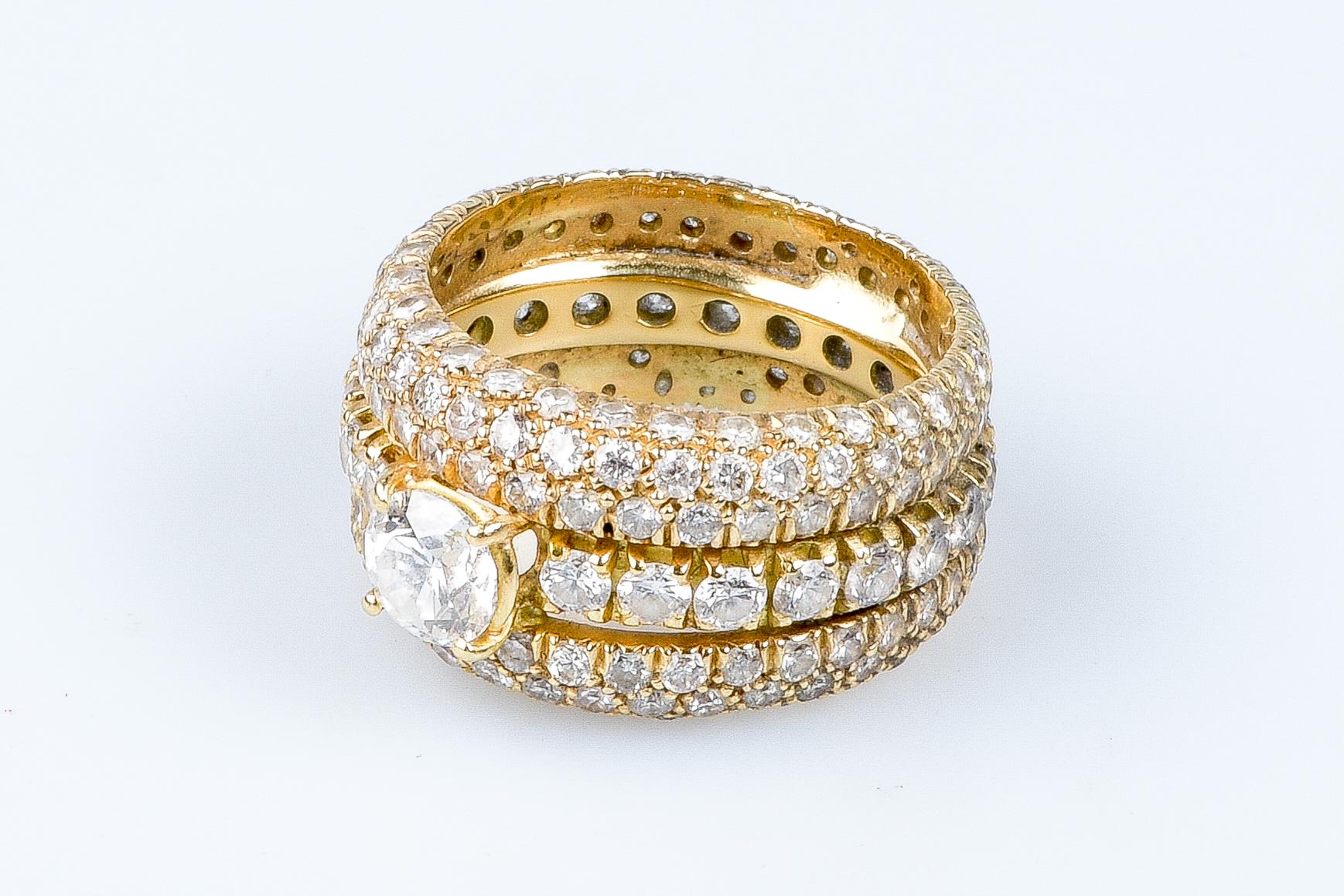 18 Karat Gelbgold Diamantring mit Diamanten im Angebot 9