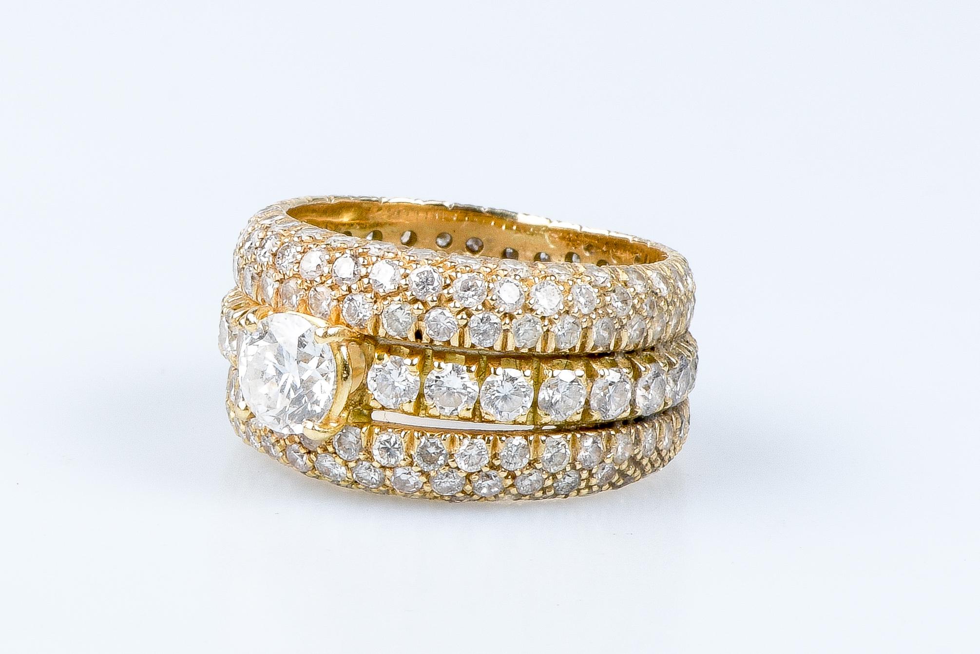 18 Karat Gelbgold Diamantring mit Diamanten im Angebot 10