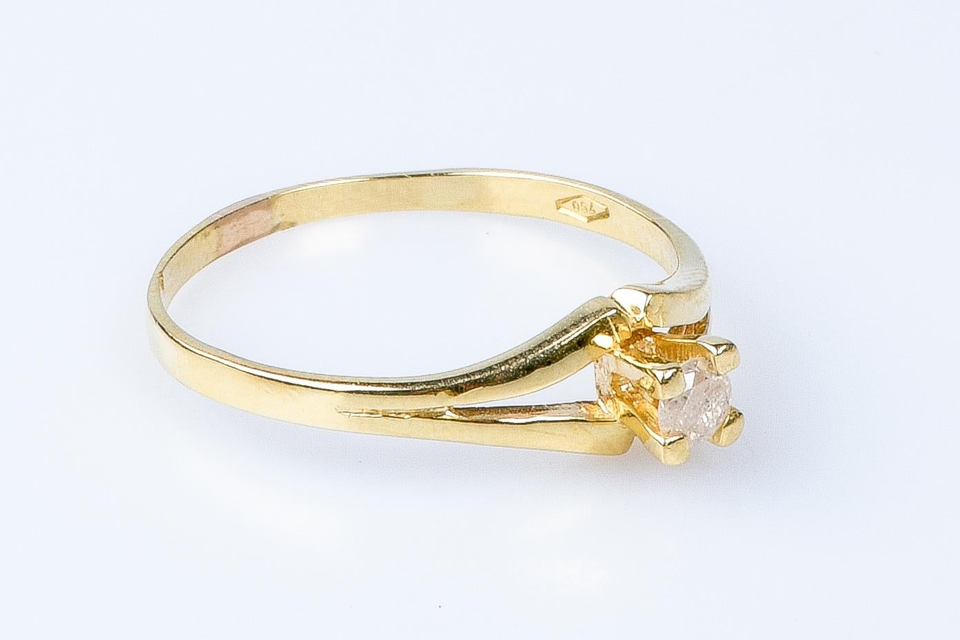 Bague en or jaune 18 carats et diamants Excellent état - En vente à Monte-Carlo, MC