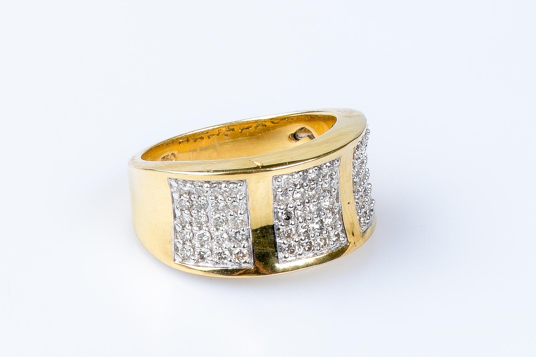 18 carat yellow gold diamonds ring In Excellent Condition In Monte-Carlo, MC