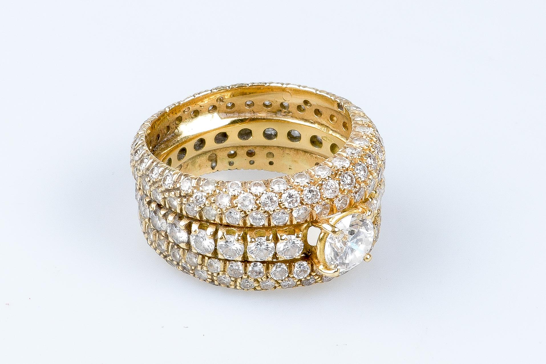 18 Karat Gelbgold Diamantring mit Diamanten im Zustand „Hervorragend“ im Angebot in Monte-Carlo, MC