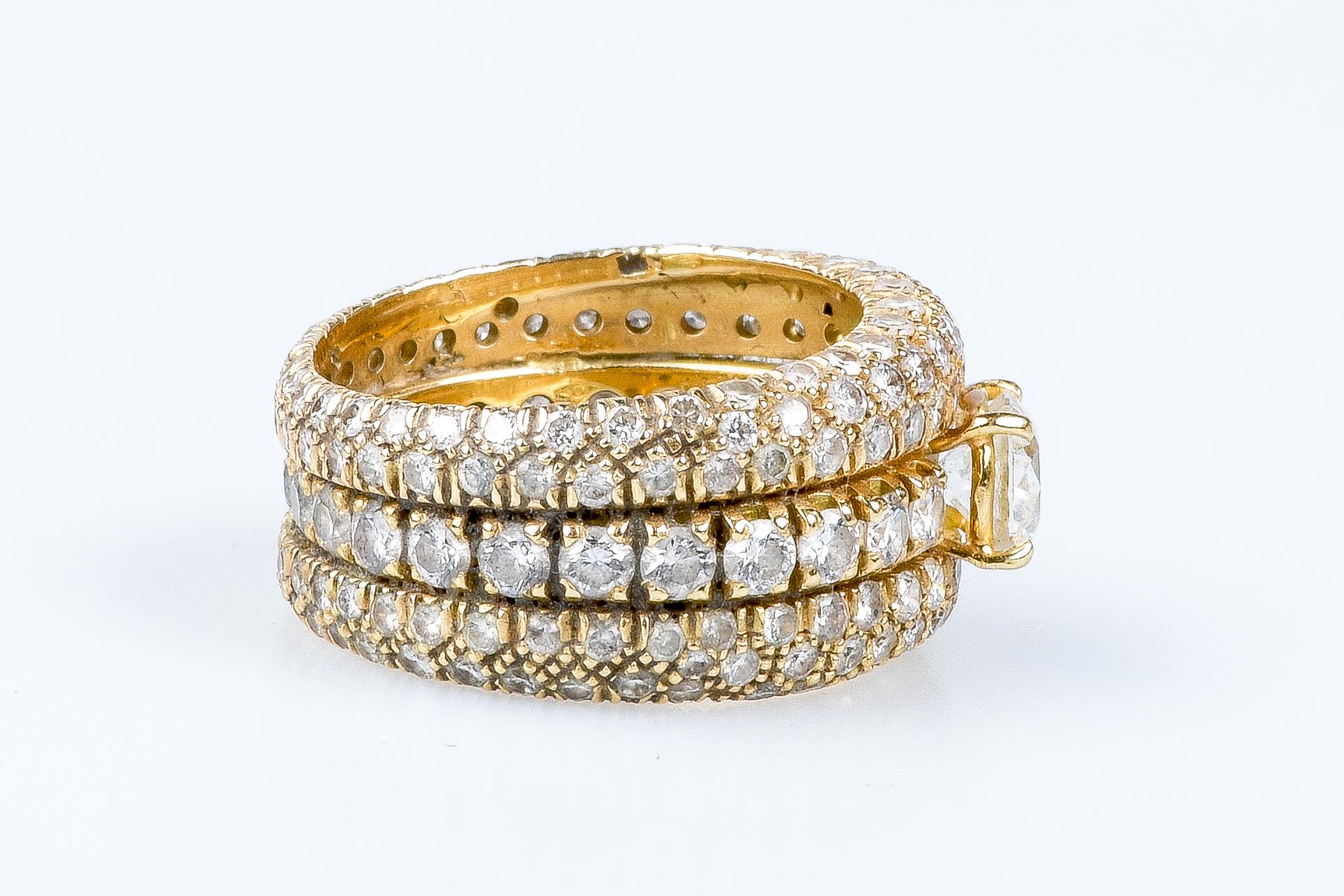 18 carat yellow gold diamonds ring For Sale 4