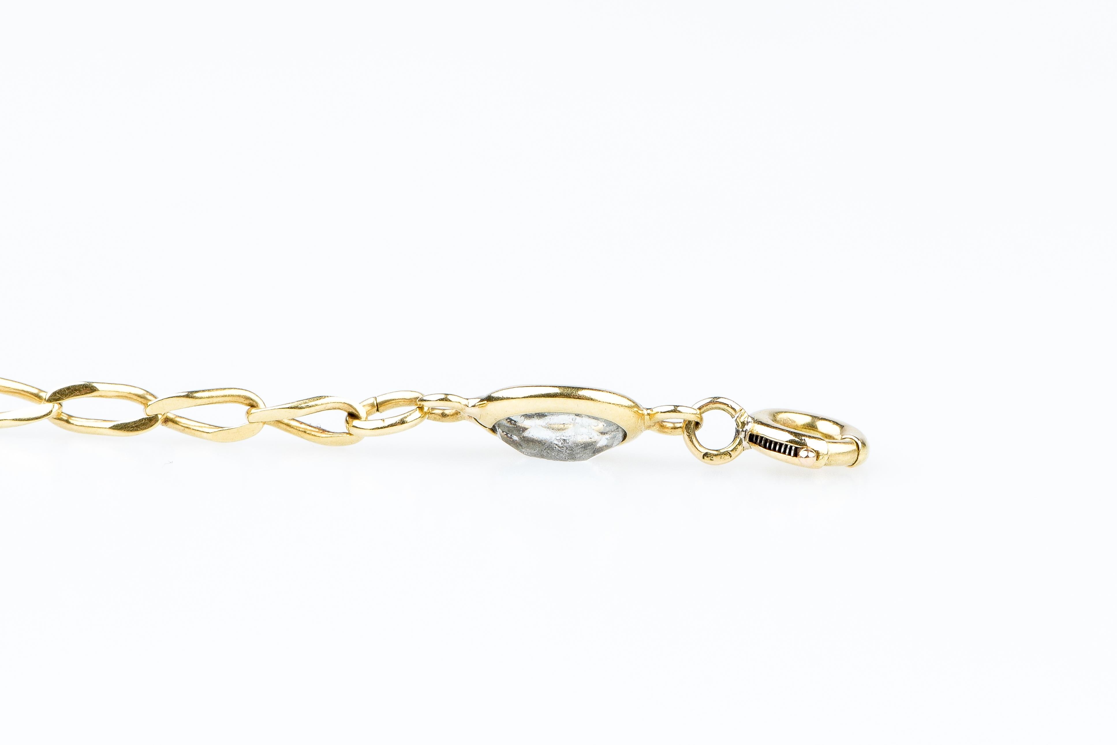  Bracelet double tour en or jaune 18 carats orné de 5 pierres semi-précieuses en vente 2