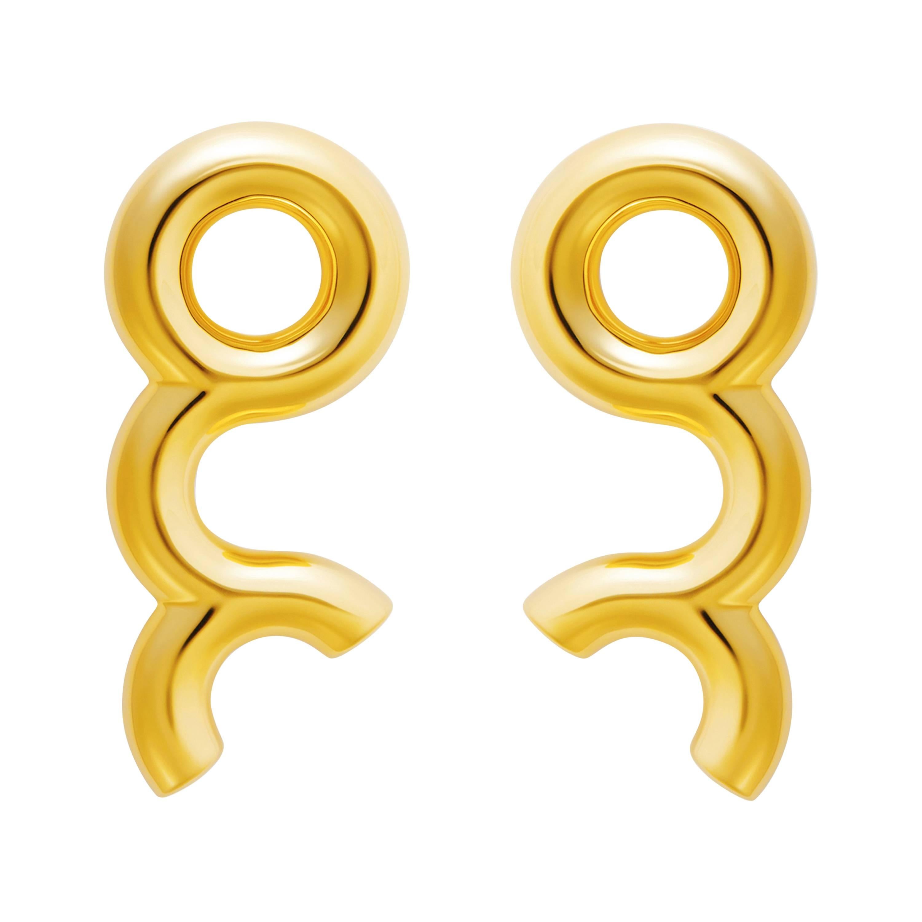 18 Carat yellow Gold Dynamic Earrings For Sale