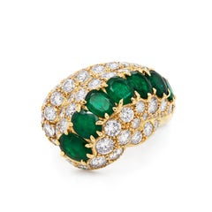 18 Carat Yellow Gold Emerald and Diamond Cocktail Ring
