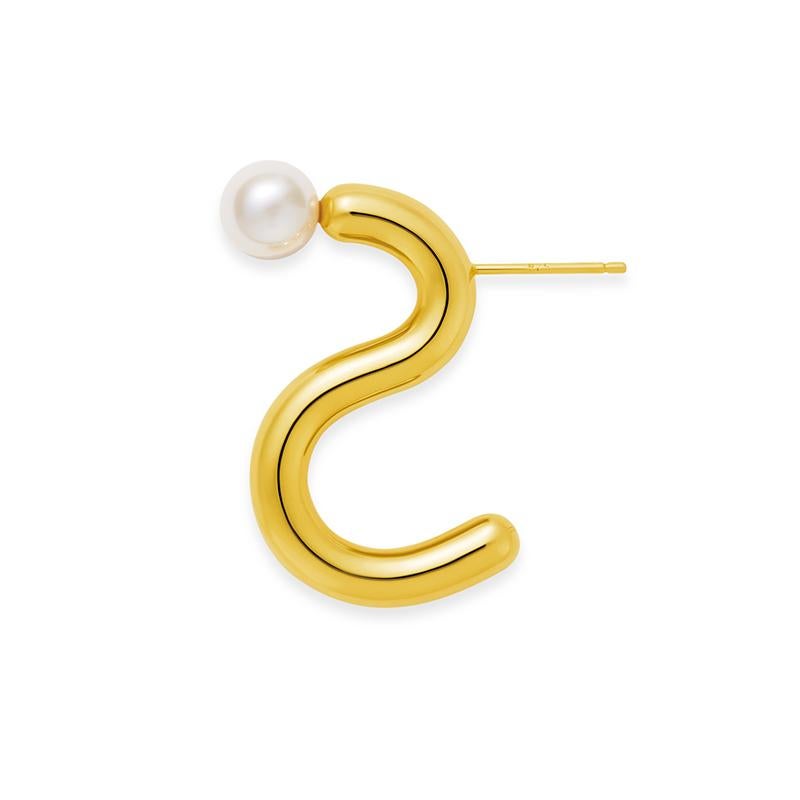 18 Carat yellow Gold Energetic Pearl Earrings In New Condition For Sale In Beijing, CN