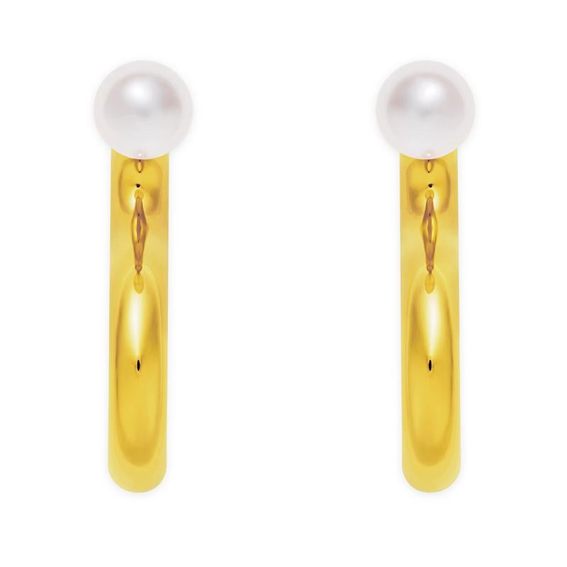 Women's 18 Carat yellow Gold Energetic Pearl Earrings For Sale