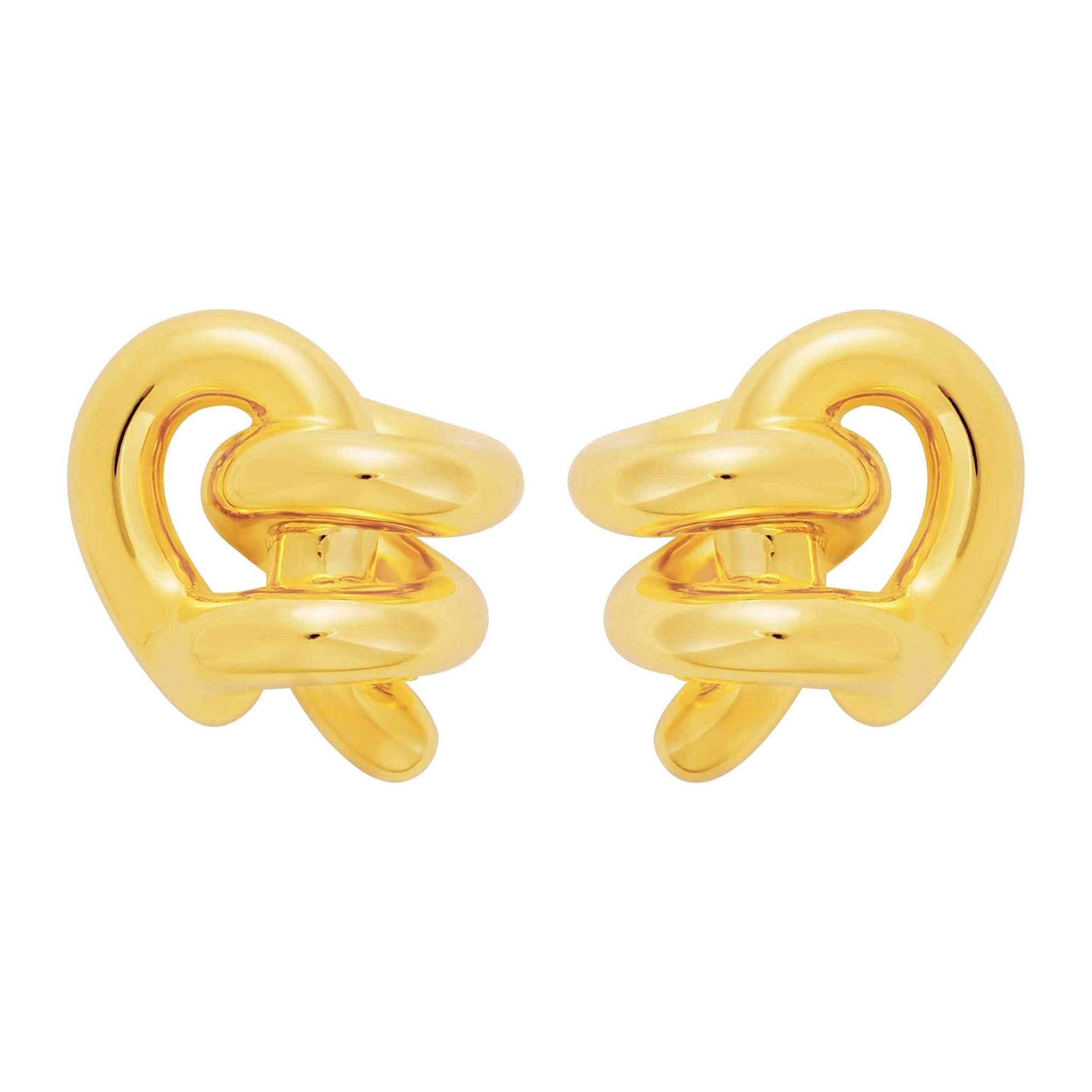 18 Carat yellow Gold Expansion Earrings For Sale