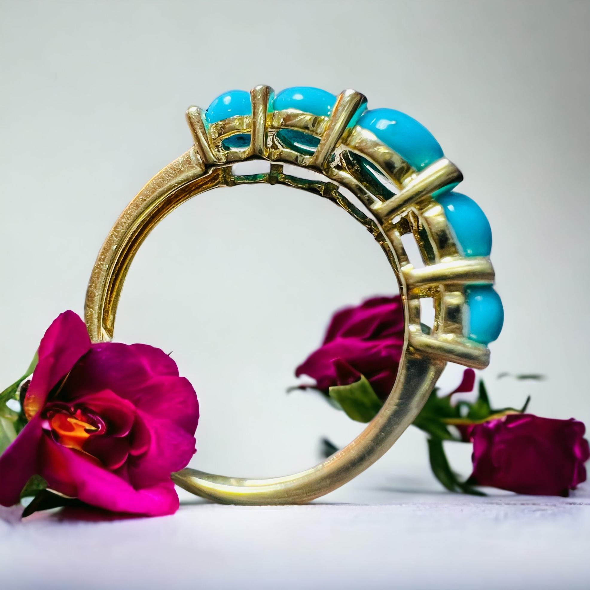 18-carat yellow gold garter ring set with 5 cabochons and pavé diamonds 4