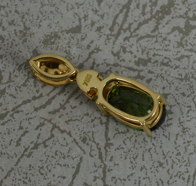 Biocolor Tourmaline Pendant with Diamond Pave all around in 18K Yellow Gold