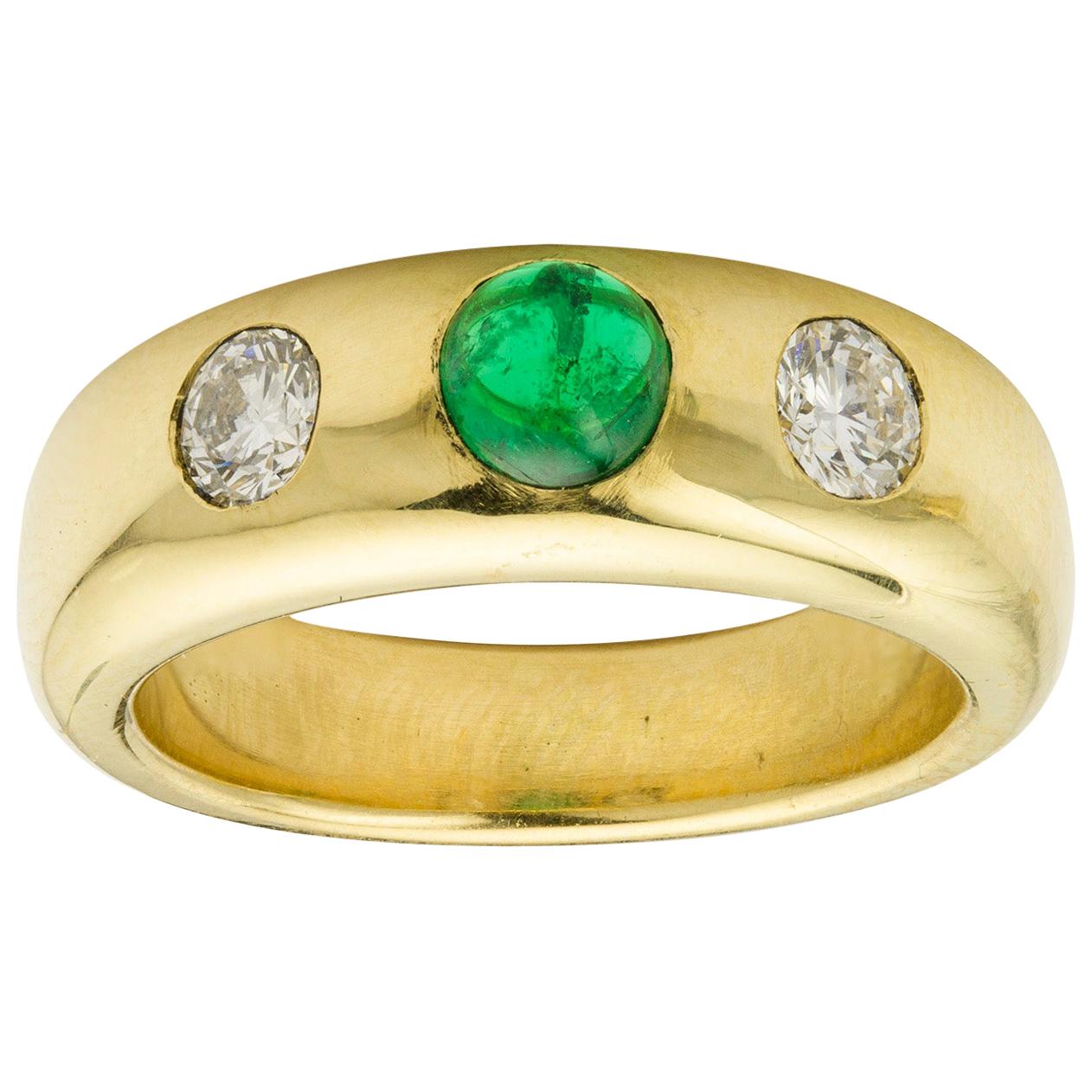 Late Victorian Diamond and Aqua 18 Carat Gold Gypsy Ring at 1stDibs