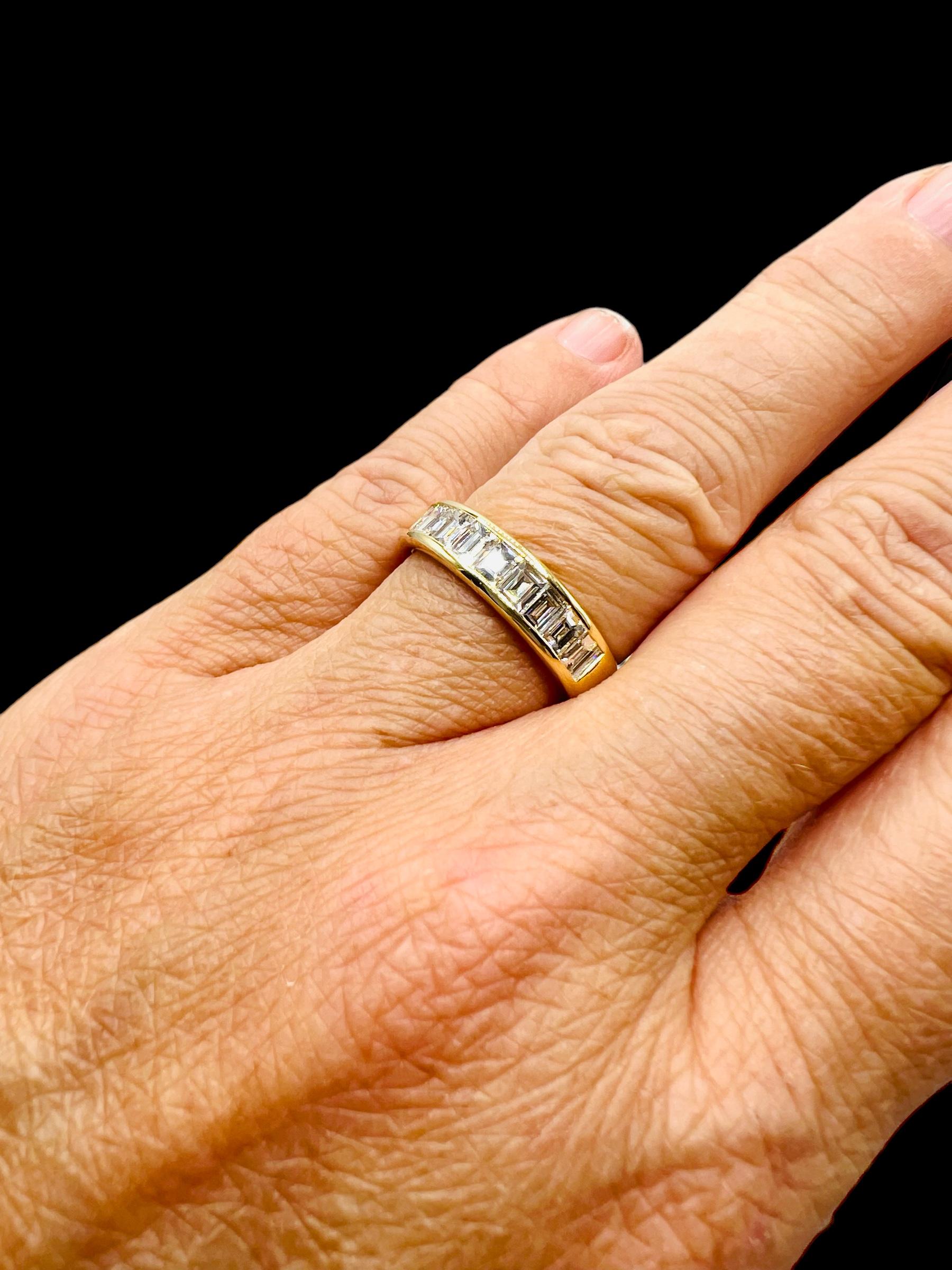 Art Deco 18 Carat Yellow Gold Half-wedding Ring, Set With Baguette-cut Diamonds