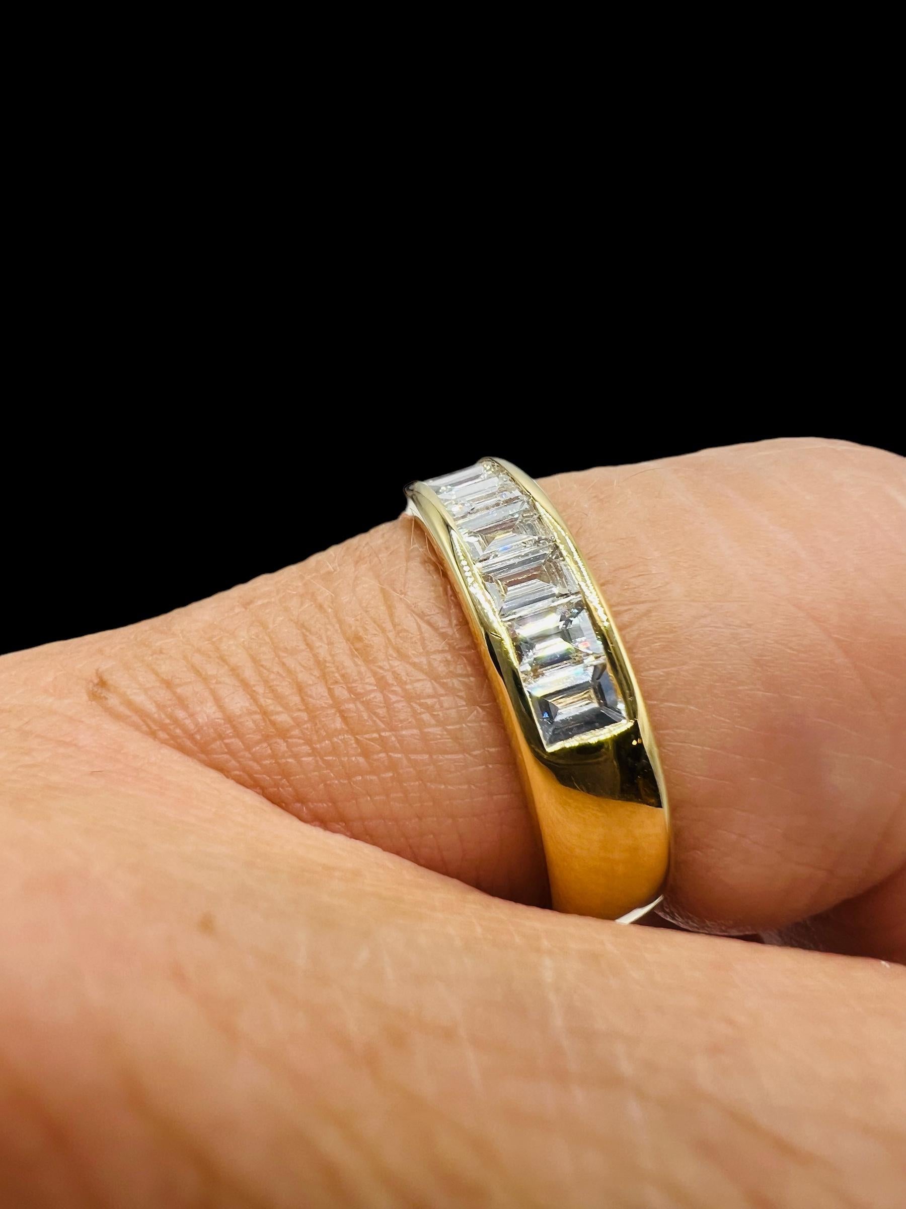 Baguette Cut 18 Carat Yellow Gold Half-wedding Ring, Set With Baguette-cut Diamonds