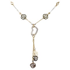 18 carat yellow gold hearts and flowers necklace 