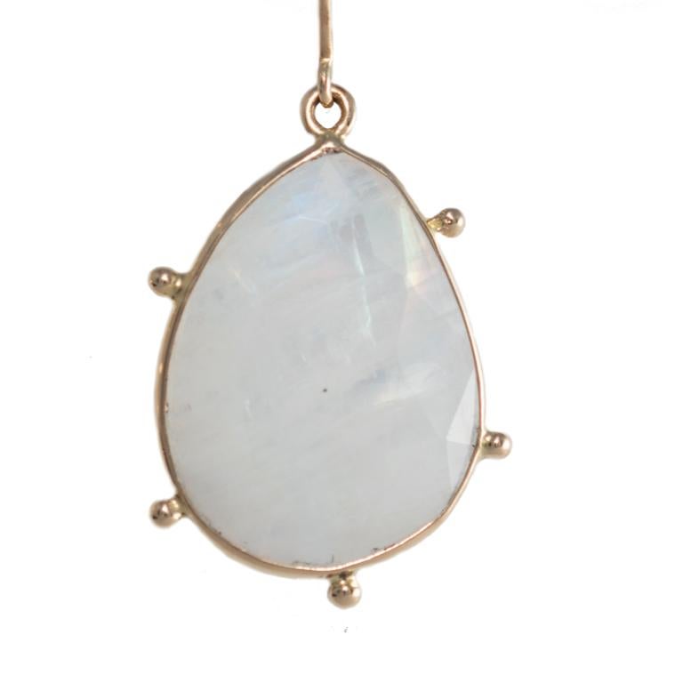 Belle Époque 18 Carat Yellow Gold Moonstone Earrings