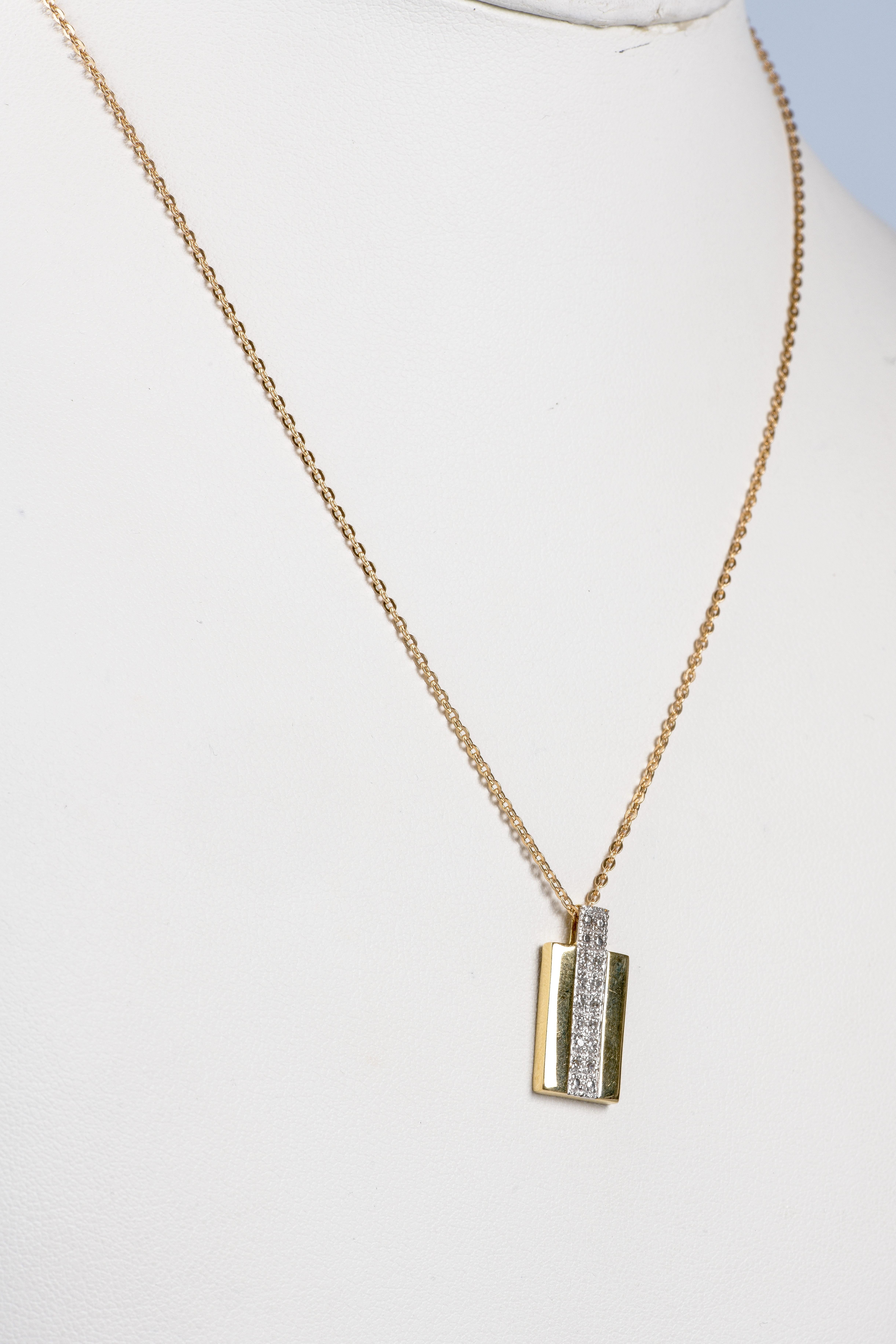 18-carat yellow gold necklace with a pendant 12 diamonds of 0.12 carats in total For Sale 2