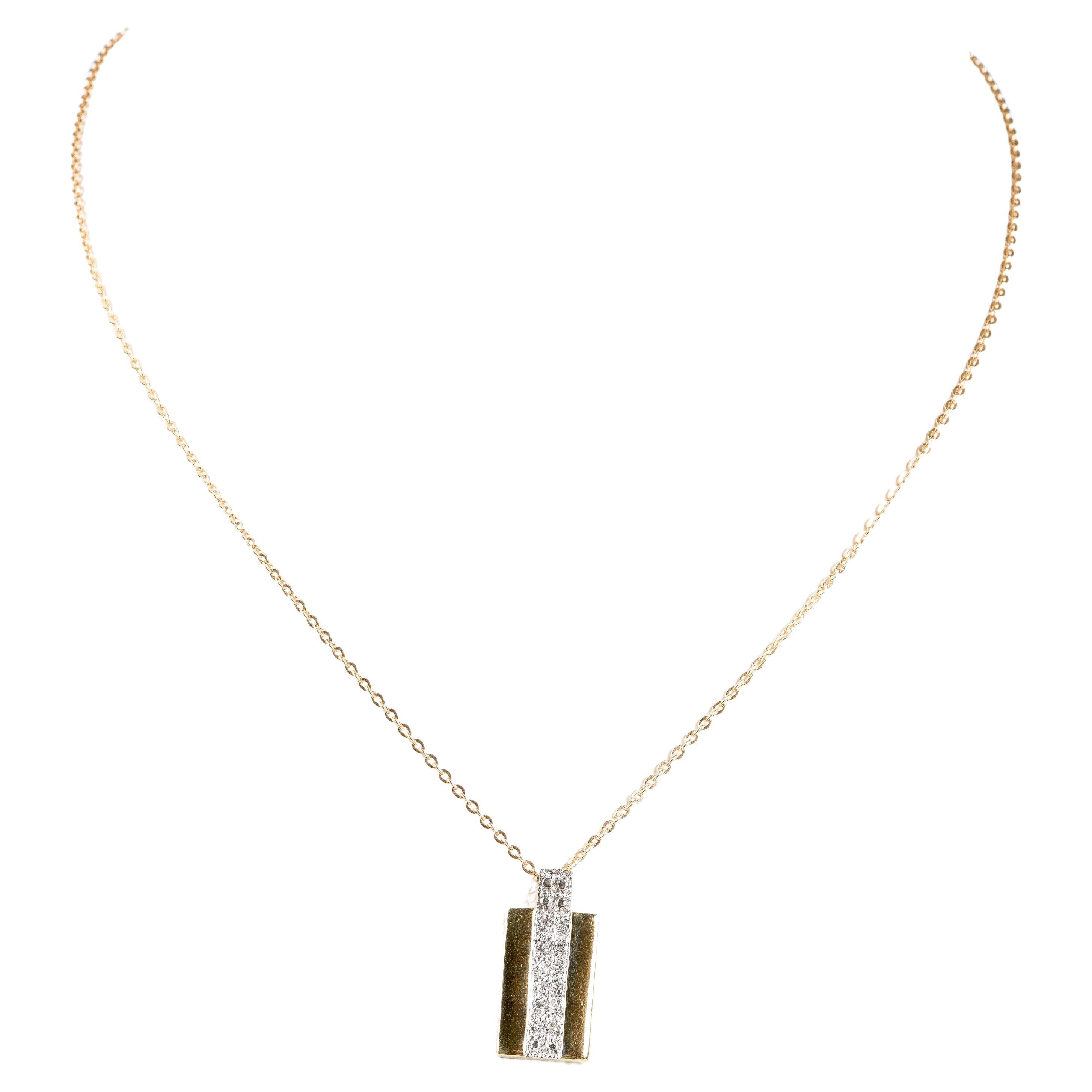 18-carat yellow gold necklace with a pendant 12 diamonds of 0.12 carats in total For Sale