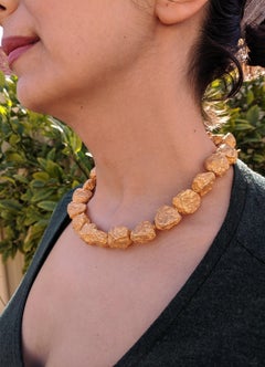 18 Carat Yellow Gold Nuggets Roberto Coin Style Necklace