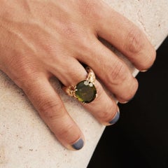 AENEA Bague cocktail en or jaune 18 carats et péridots