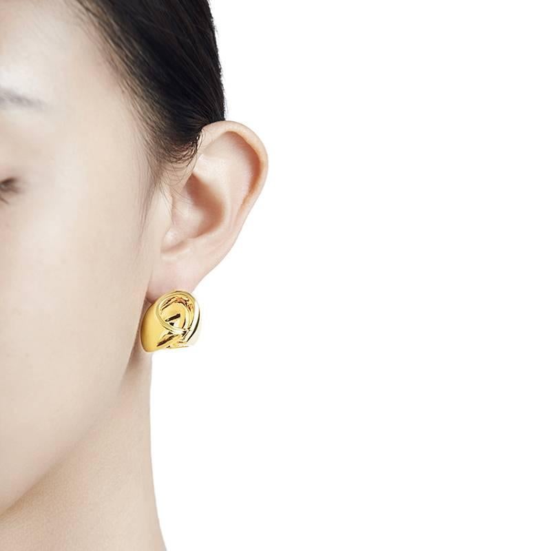 Modern 18 Carat yellow Gold Positron Earrings For Sale
