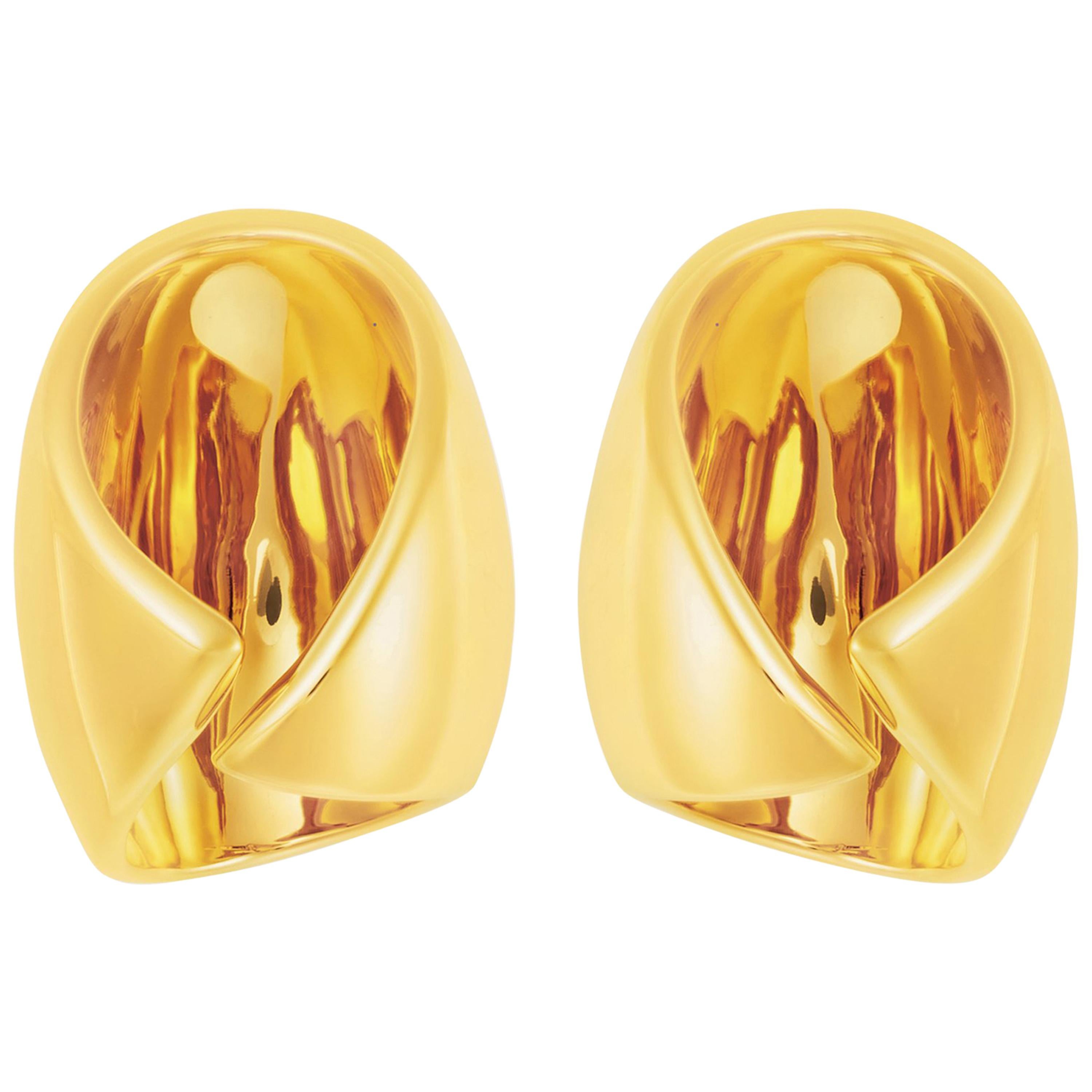 18 Carat yellow Gold Positron Earrings For Sale