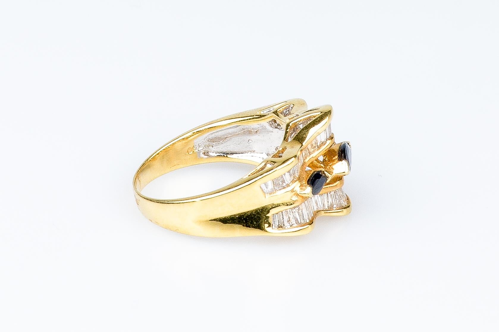 18 carat yellow gold ring - 0.50 carats sapphires and 1.44 carats diamonds 6