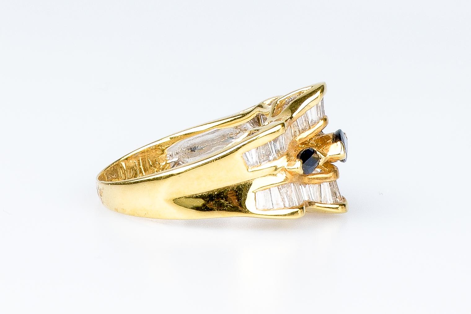 18 carat yellow gold ring - 0.50 carats sapphires and 1.44 carats diamonds 7