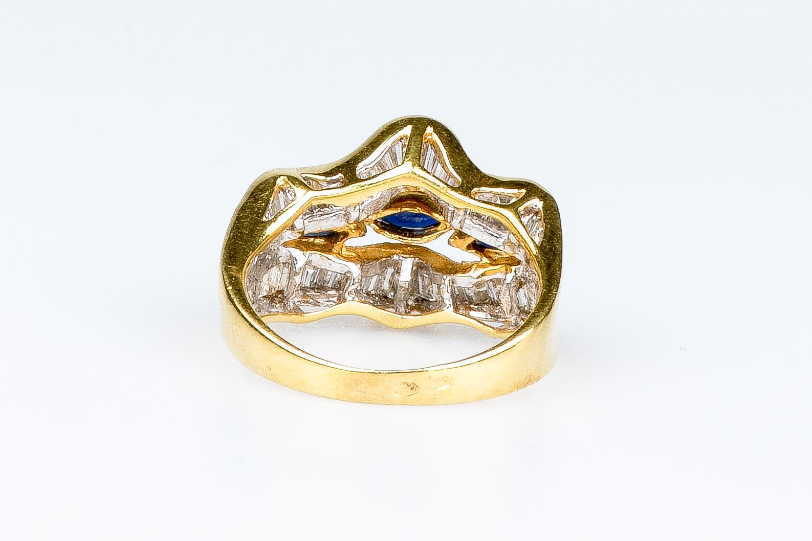 18 carat yellow gold ring - 0.50 carats sapphires and 1.44 carats diamonds 8