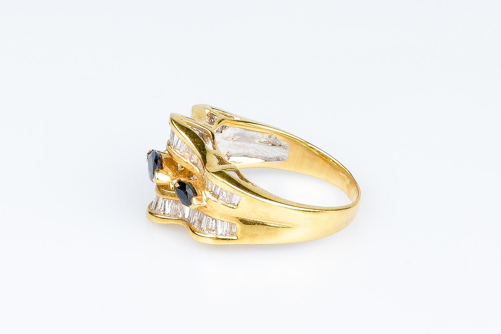 18 carat yellow gold ring - 0.50 carats sapphires and 1.44 carats diamonds 9