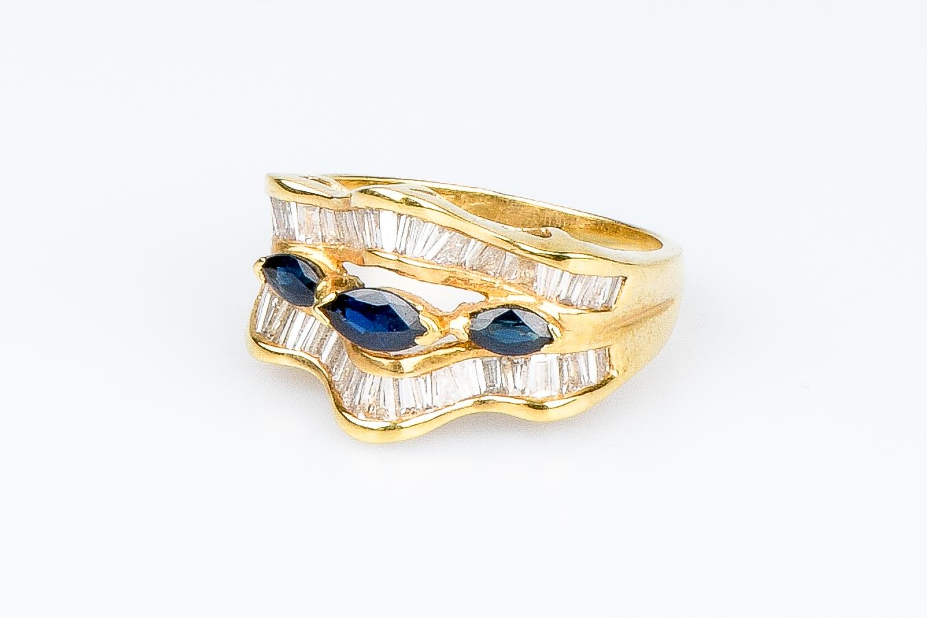 18 carat yellow gold ring - 0.50 carats sapphires and 1.44 carats diamonds 11