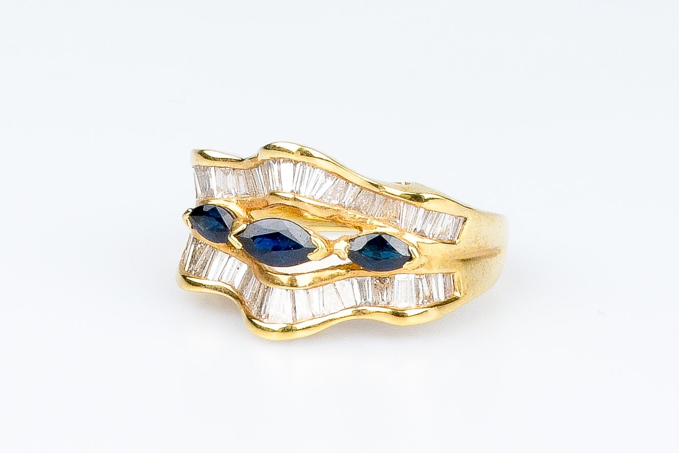 18 carat yellow gold ring - 0.50 carats sapphires and 1.44 carats diamonds 12
