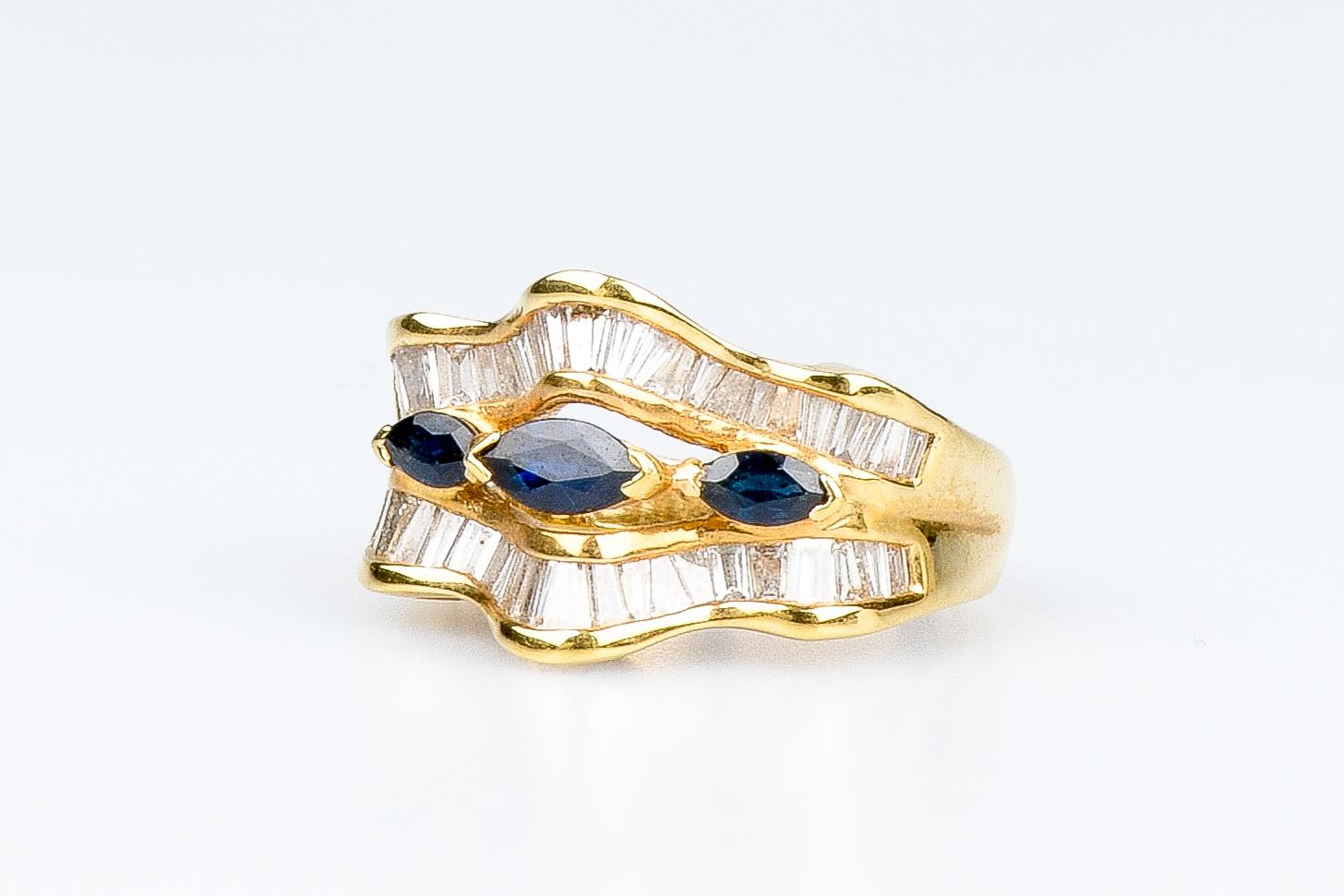 18 carat yellow gold ring - 0.50 carats sapphires and 1.44 carats diamonds 13