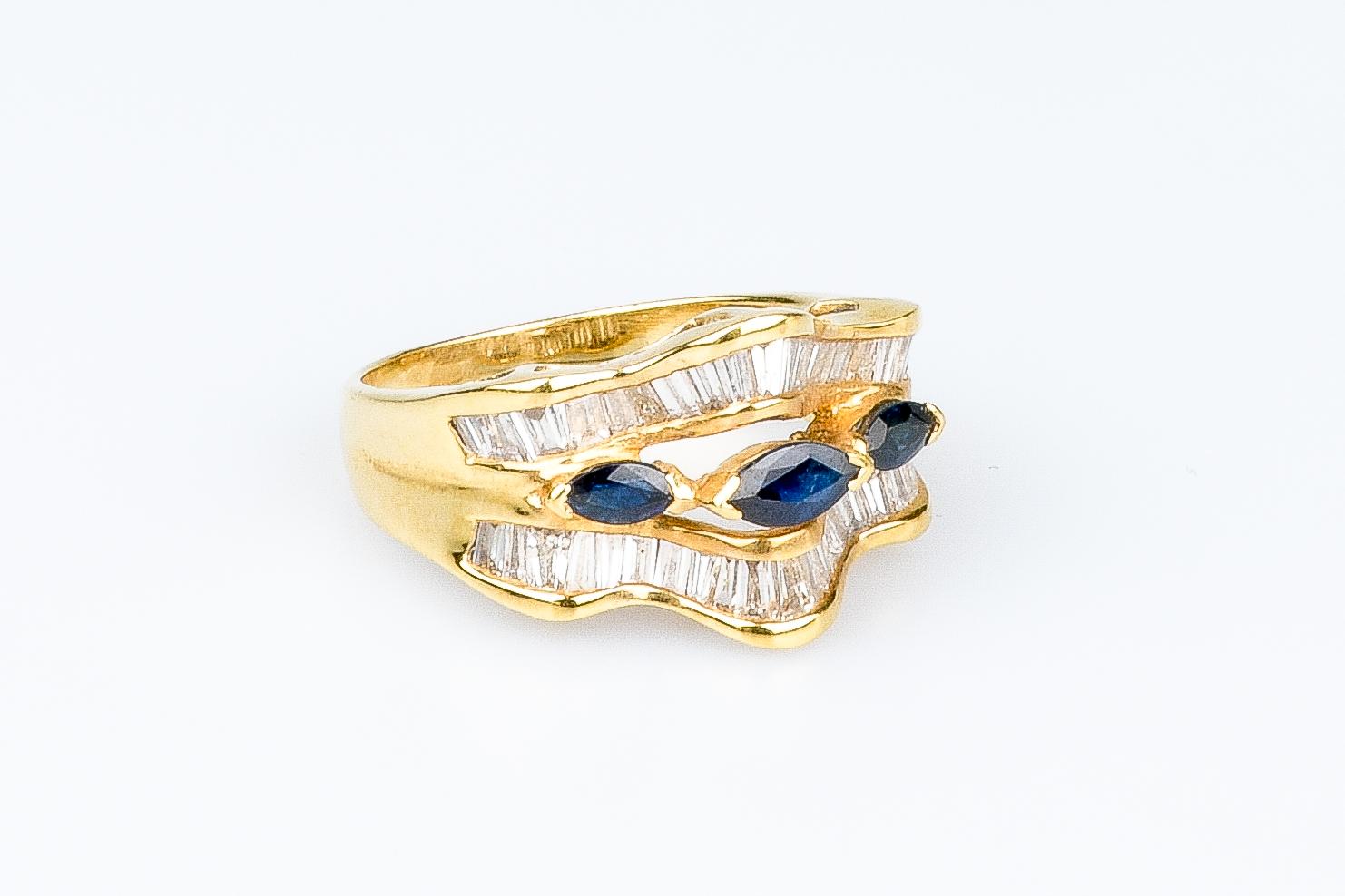 18 carat yellow gold ring - 0.50 carats sapphires and 1.44 carats diamonds 3