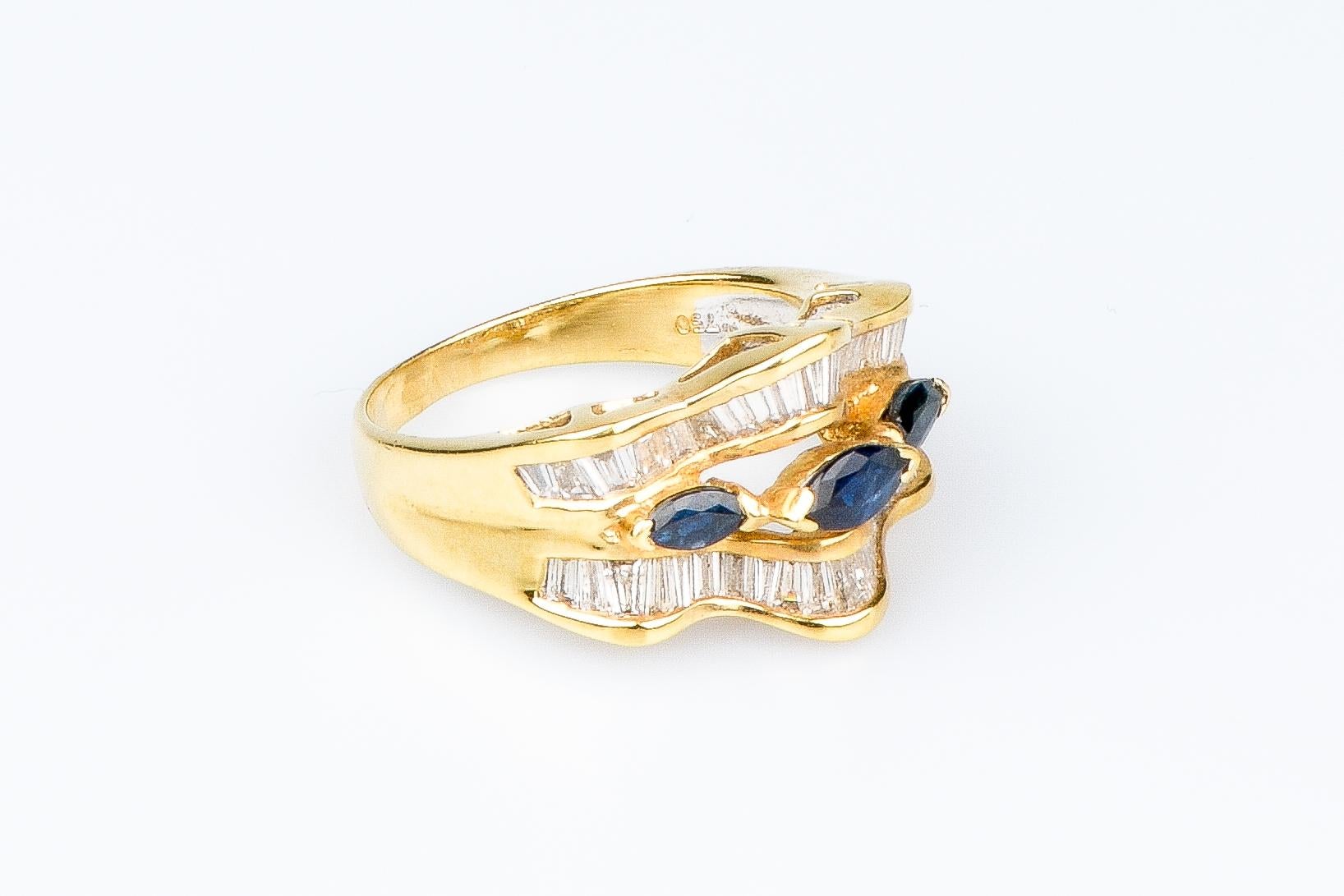 18 carat yellow gold ring - 0.50 carats sapphires and 1.44 carats diamonds 5