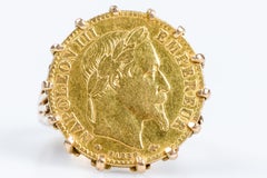 18-carat yellow gold ring decorated with a 10-franc gold Napoleon dating 1868
