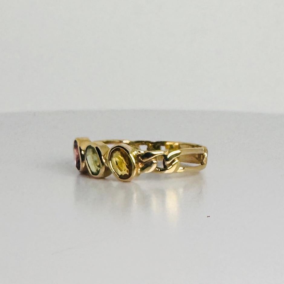 Ring aus 18 Karat Gelbgold mit ovalem, facettiertem Amethyst, Peridot, Citrin Damen