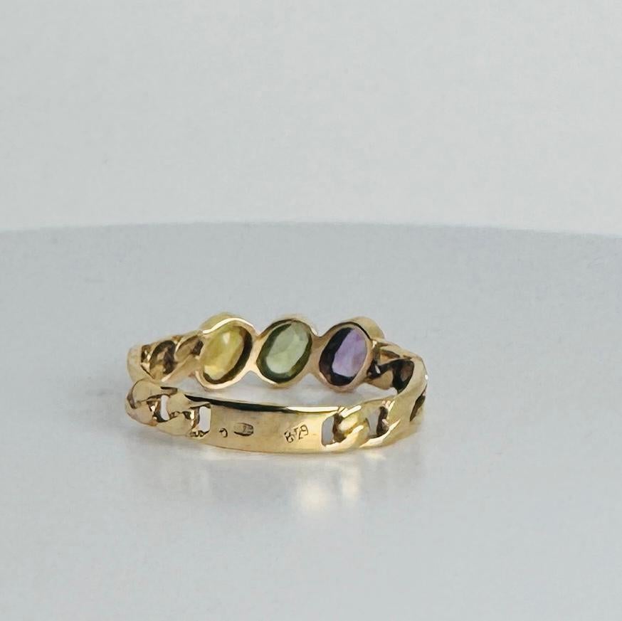 Ring aus 18 Karat Gelbgold mit ovalem, facettiertem Amethyst, Peridot, Citrin 2