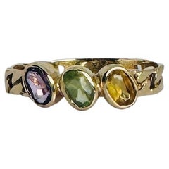 Ring aus 18 Karat Gelbgold mit ovalem, facettiertem Amethyst, Peridot, Citrin