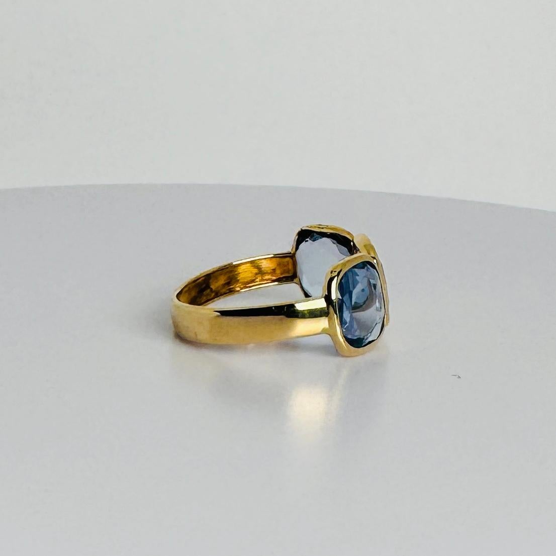 18 carat yellow gold ring with pink amethyst and blue spinel 2