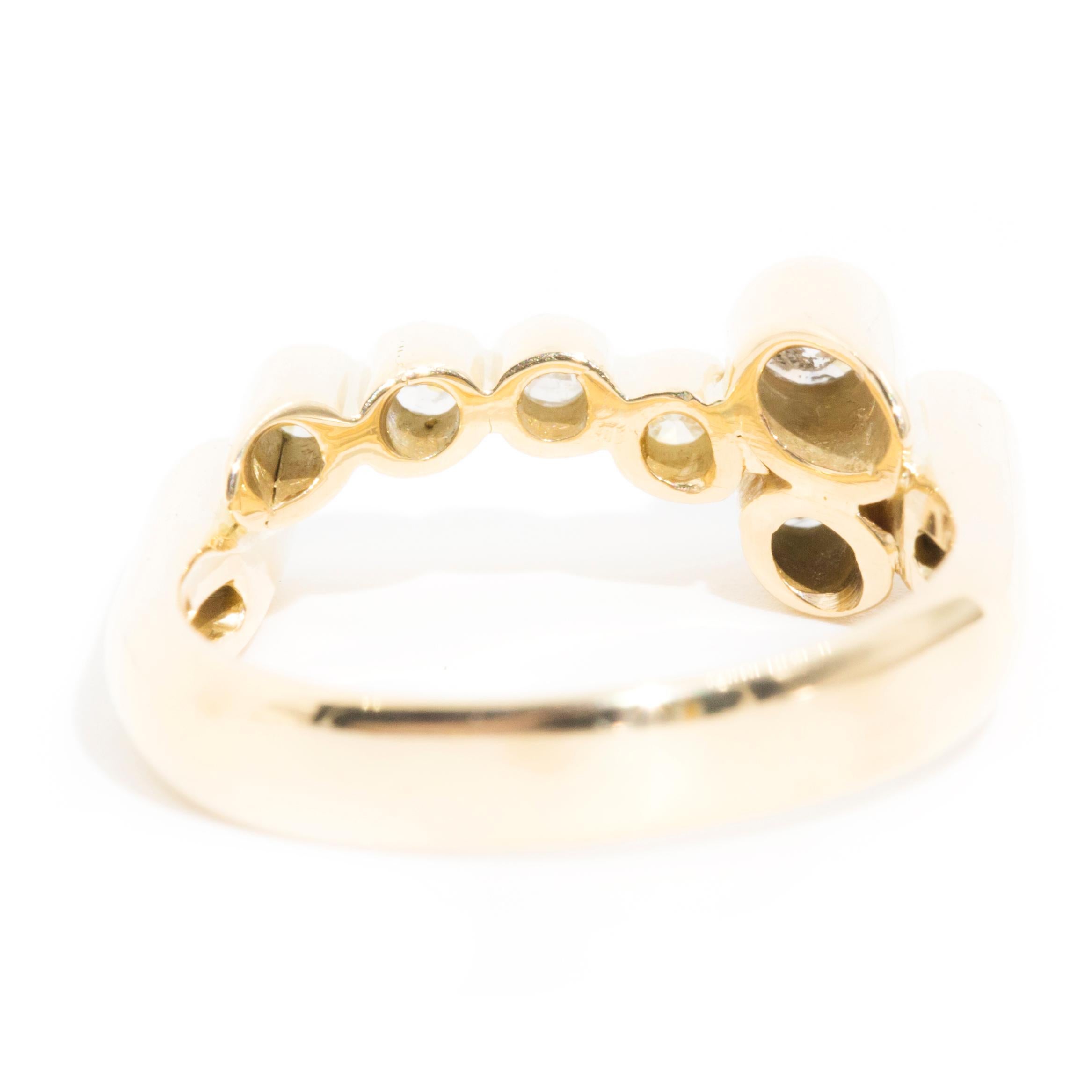 18 Carat Yellow Gold Rub over Brilliant Diamond Vintage Harmonium Cluster Ring 3