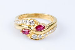 18 carat yellow gold rubies and diamonds ring