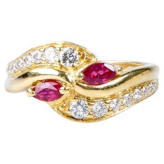 18 carat yellow gold rubies and diamonds ring