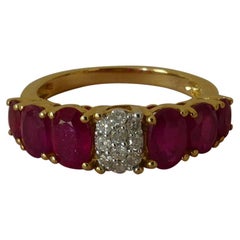 18 Carat Yellow Gold Ruby and Diamond Band Ring