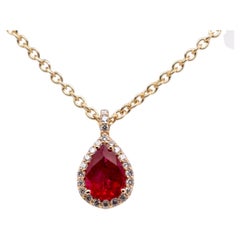 18 Carat Yellow Gold, Ruby and Diamond Pendant