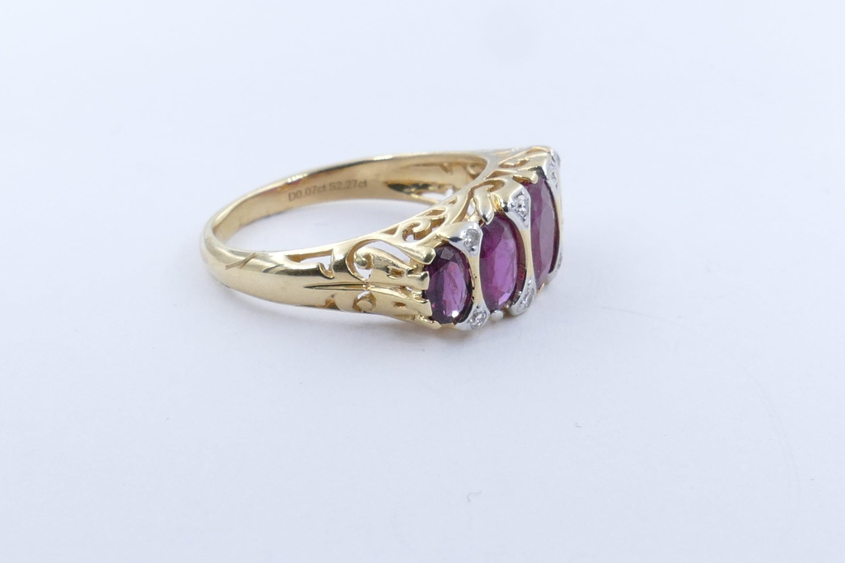 Victorian 18 Carat Yellow Gold Ruby and Diamond Dress Ring For Sale