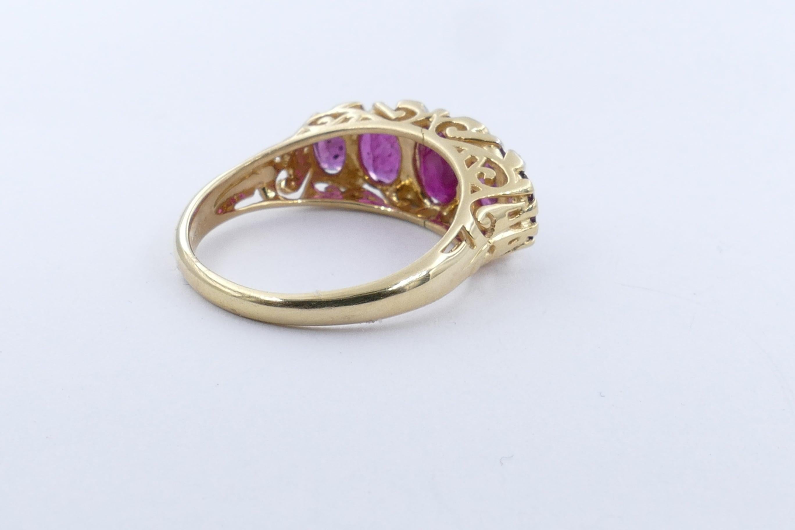 Mixed Cut 18 Carat Yellow Gold Ruby and Diamond Dress Ring For Sale