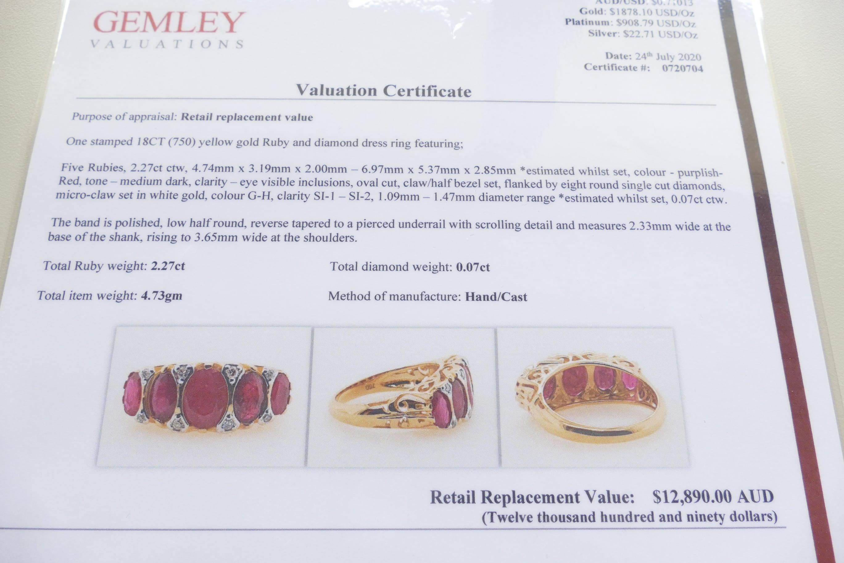 18 Carat Yellow Gold Ruby and Diamond Dress Ring For Sale 1