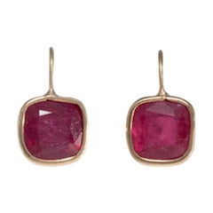 18 Carat Yellow Gold Ruby Earrings